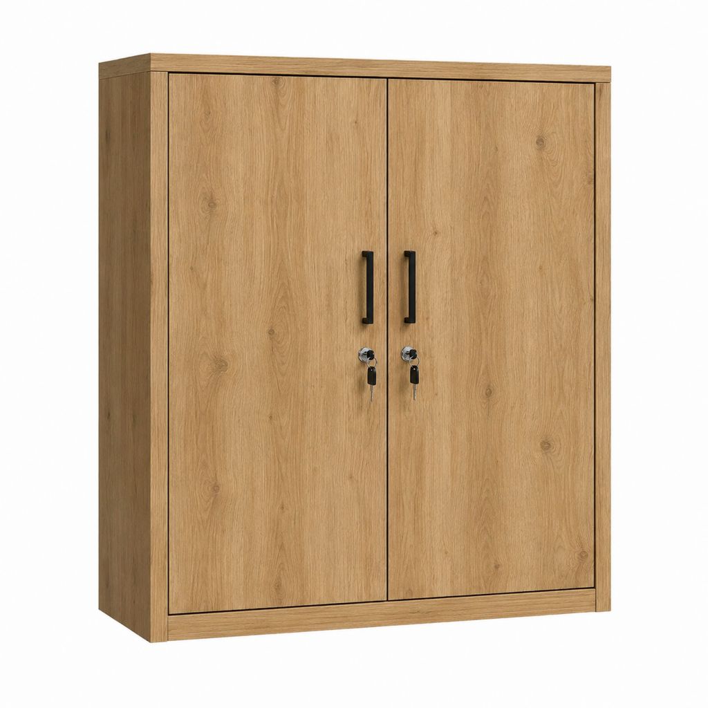 Kleiderschrank mit 2 abschließbaren Drehtüren Eiche-Optik Spanplatte rechteckig 80 x 40 x 180 cm