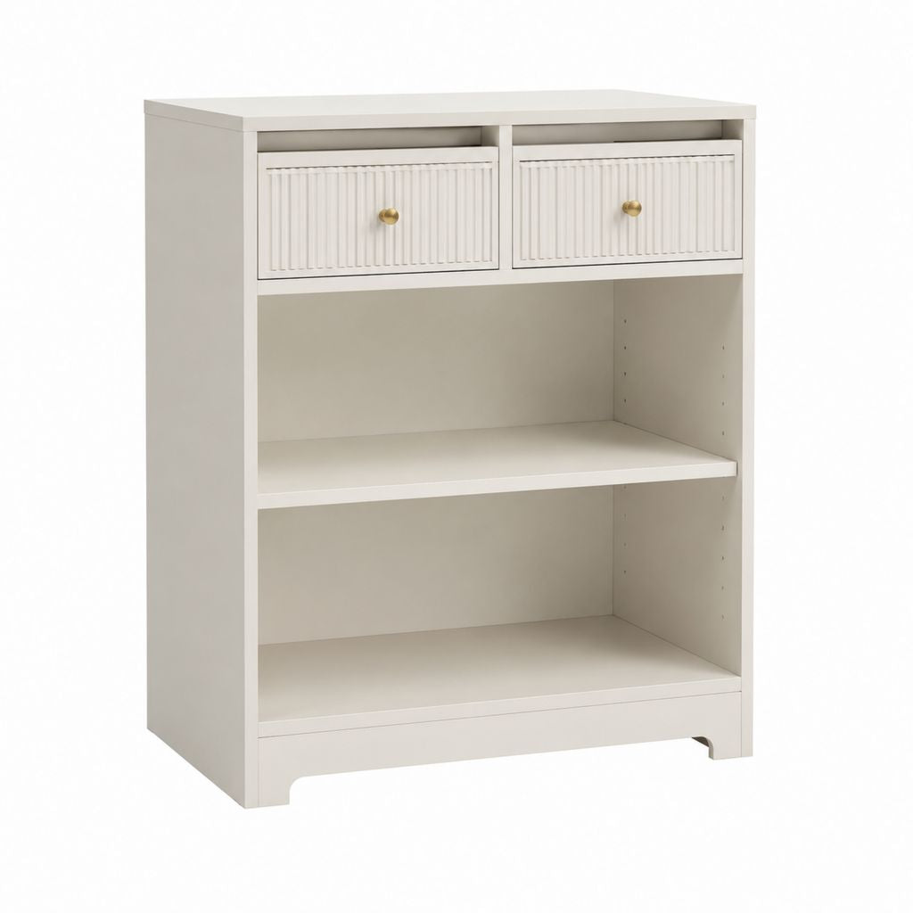 Standregal mit 2 Schubladen Weiß Spanplatte Rechteckig 80 x 40 x 100 cm