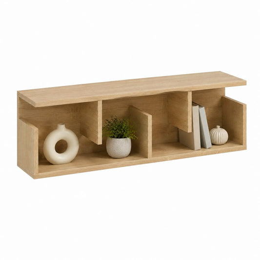 Hängeregal Eiche Dekor Spanplatte rechteckig 100 x 30 x 35 cm mit 3 offenen Fächern