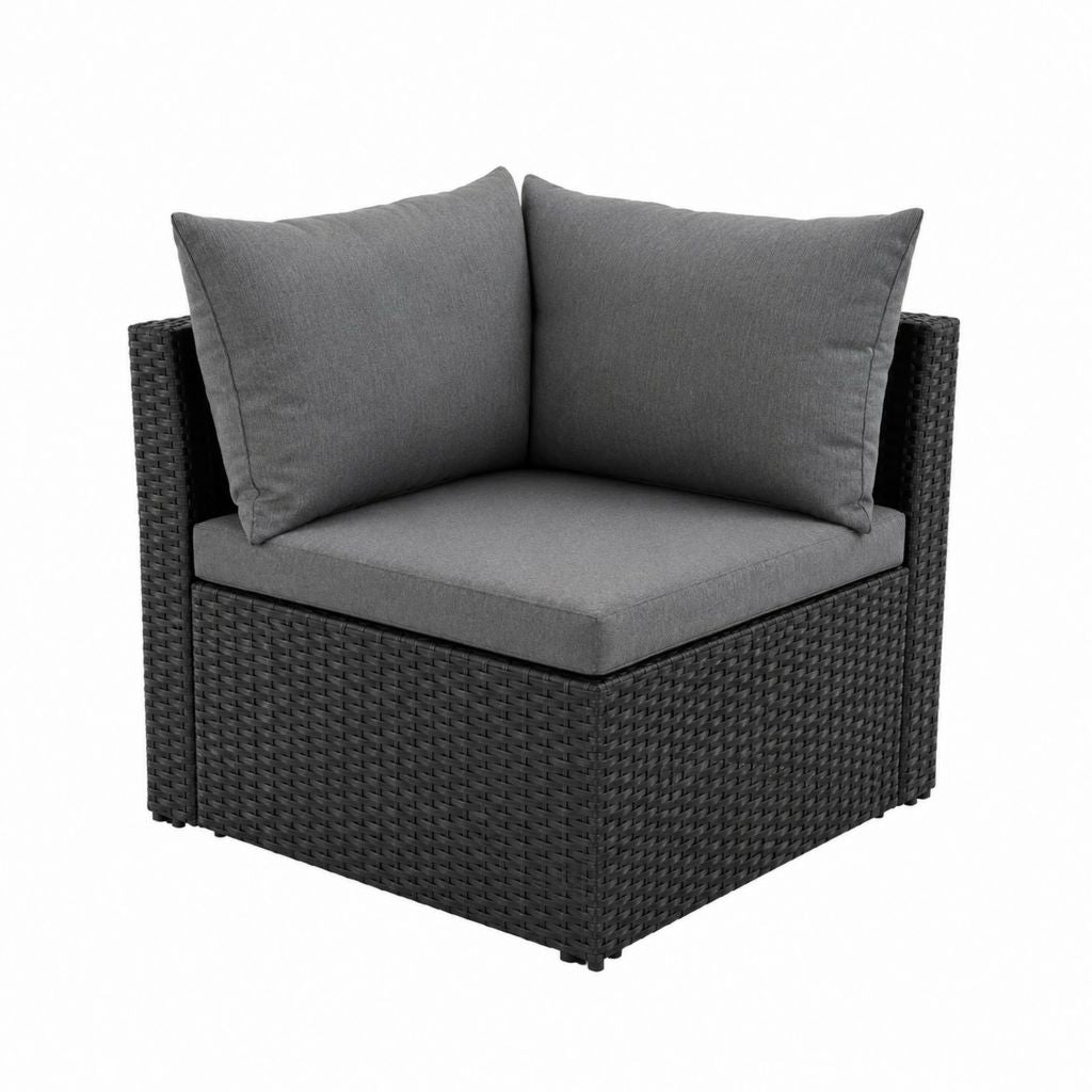 Gartensessel Lounge-Sessel anthrazit PE-Rattan quadratisch mit Sitz- und Rückenkissen 70 x 70 x 64 cm
