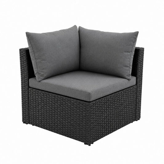 Gartensessel Lounge-Sessel anthrazit PE-Rattan quadratisch mit Sitz- und Rückenkissen 70 x 70 x 64 cm