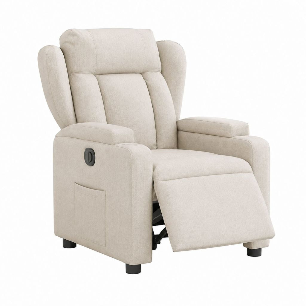 Relaxsessel mit manueller Liegefunktion Beige Polyester 91 x 93 x 104 cm