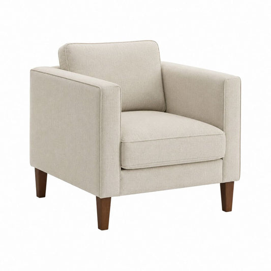 Sessel Beige mit Polyesterbezug und Massivholzfüßen 80 x 85 x 85 cm