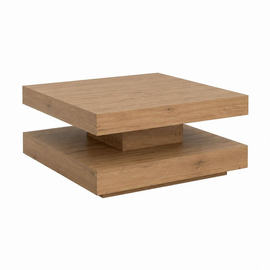 Couchtisch quadratisch Eiche Natur mit MDF-Kern 100 x 100 x 35 cm