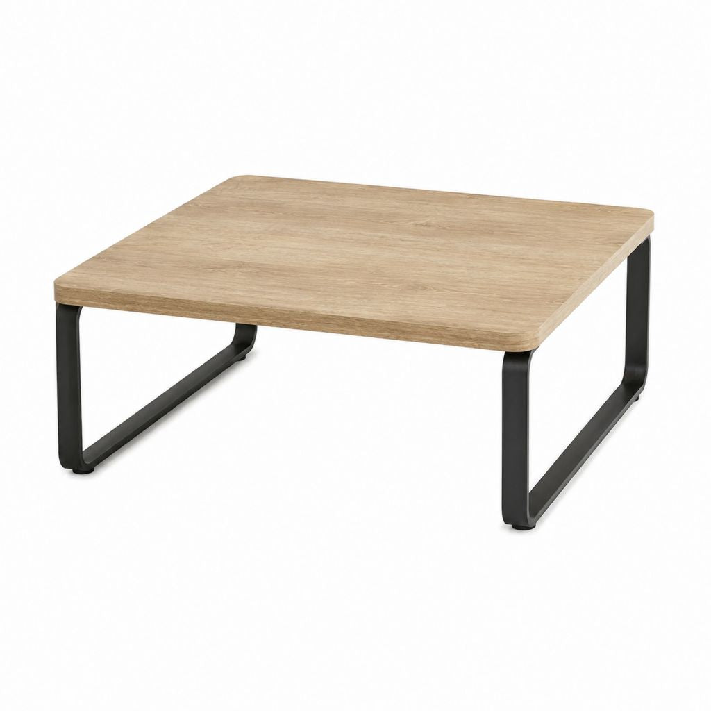 Couchtisch quadratisch Eiche hell MDF Stahlgestell schwarz 80 x 80 x 40 cm