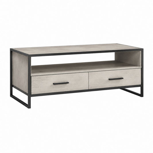 Couchtisch mit 2 Schubladen Grau MDF Stahl Rechteckig 110 x 60 x 45 cm