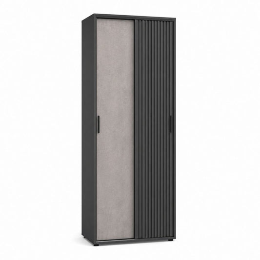 2-türiger Kleiderschrank Schwarz Grau aus Spanplatte und MDF rechteckig 90 x 52 x 200 cm